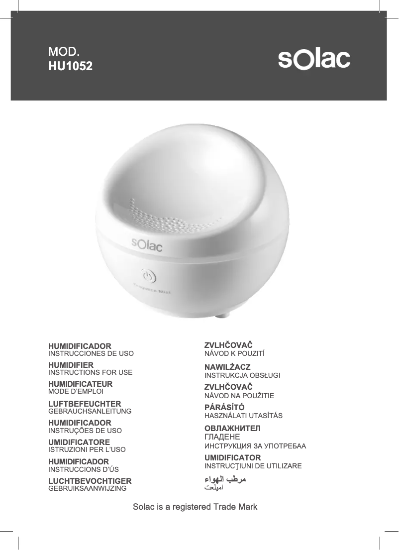 Page 1 de la notice Manuel utilisateur Solac HU1052