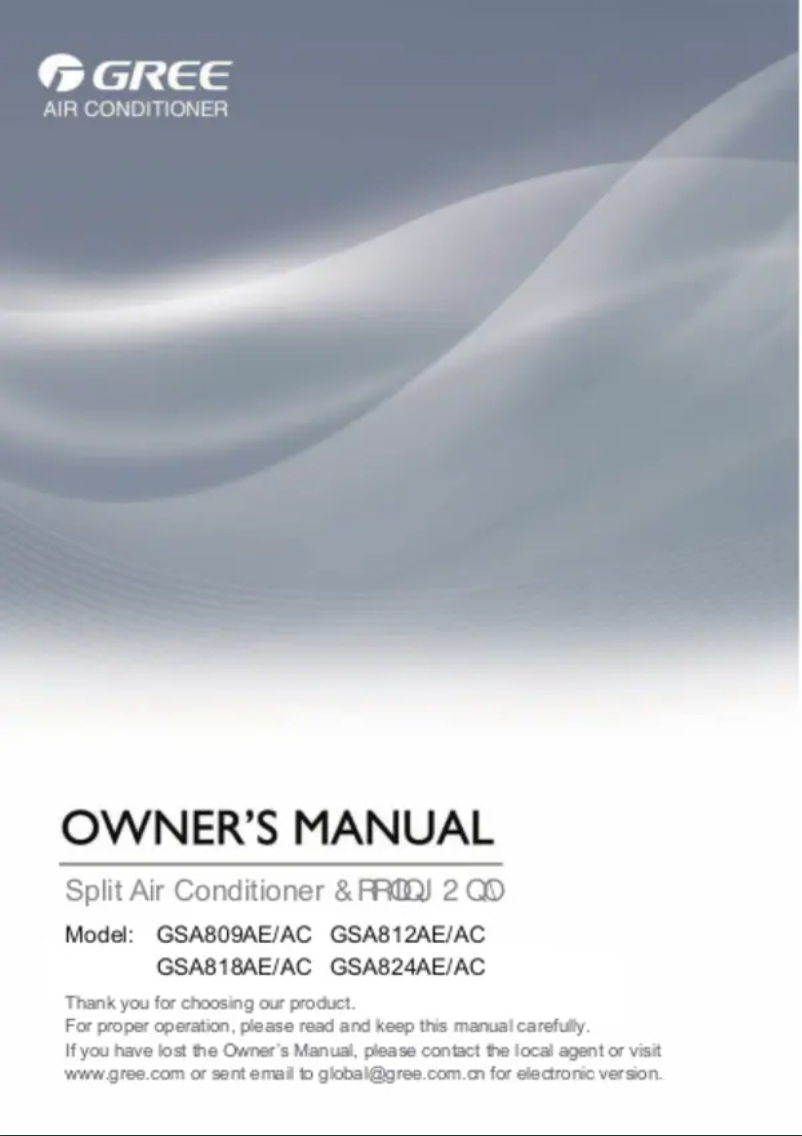 Page 1 de la notice Manuel utilisateur Gree GSA809AE