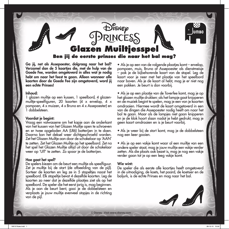 Page n°1 - Manuel utilisateur Jumbo Princess Cinderella Glazen Muiltjesspel
