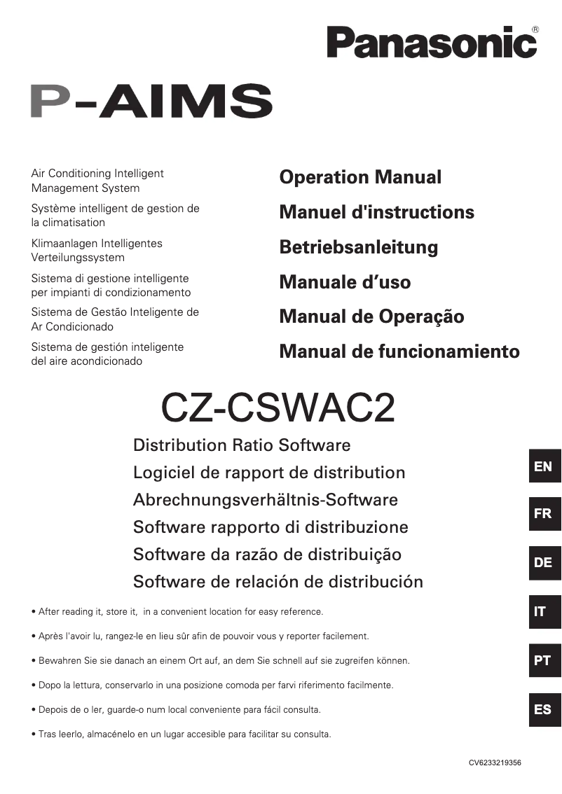 Image de la première page du manuel de l'appareil CZ-CSWAC2