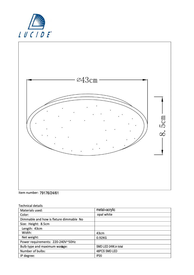 Page n°1 - Manuel utilisateur Lucide Twinka 79176/24/61