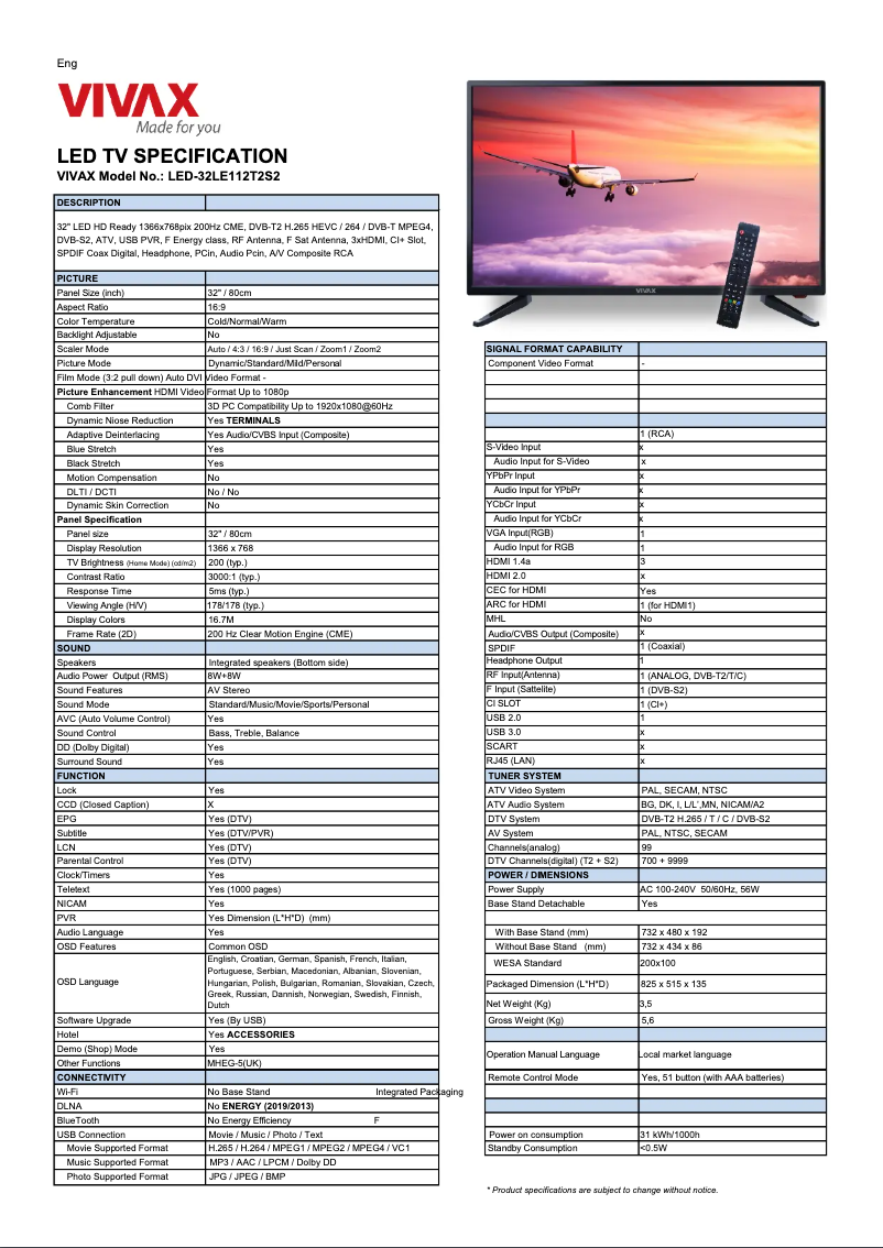 Image de la première page du manuel de l'appareil TV-32LE112T2S2