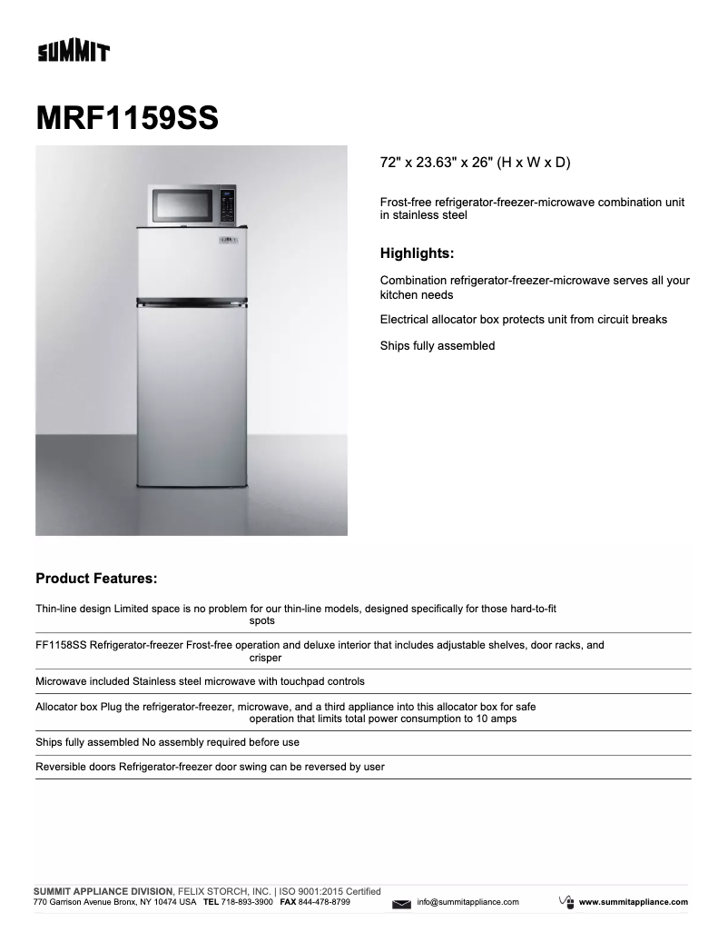 Page n°1 - Fiche technique Summit MRF1159