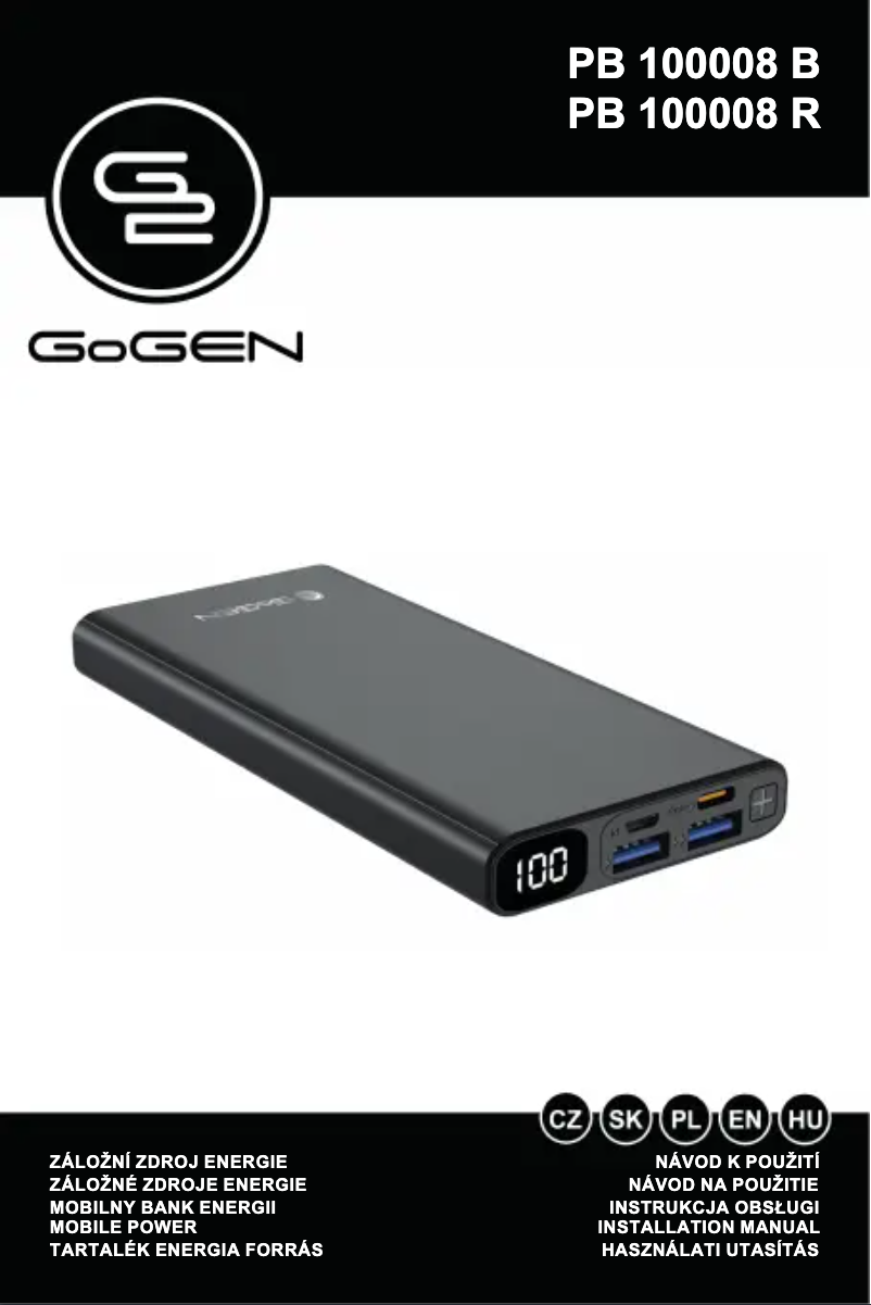 Page n°1 - Manuel utilisateur GoGen PB100008R