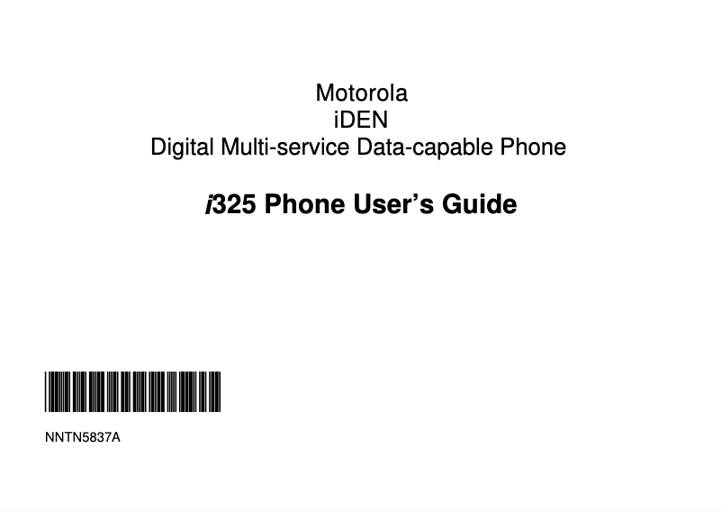 Page 1 de la notice Manuel utilisateur Motorola i325