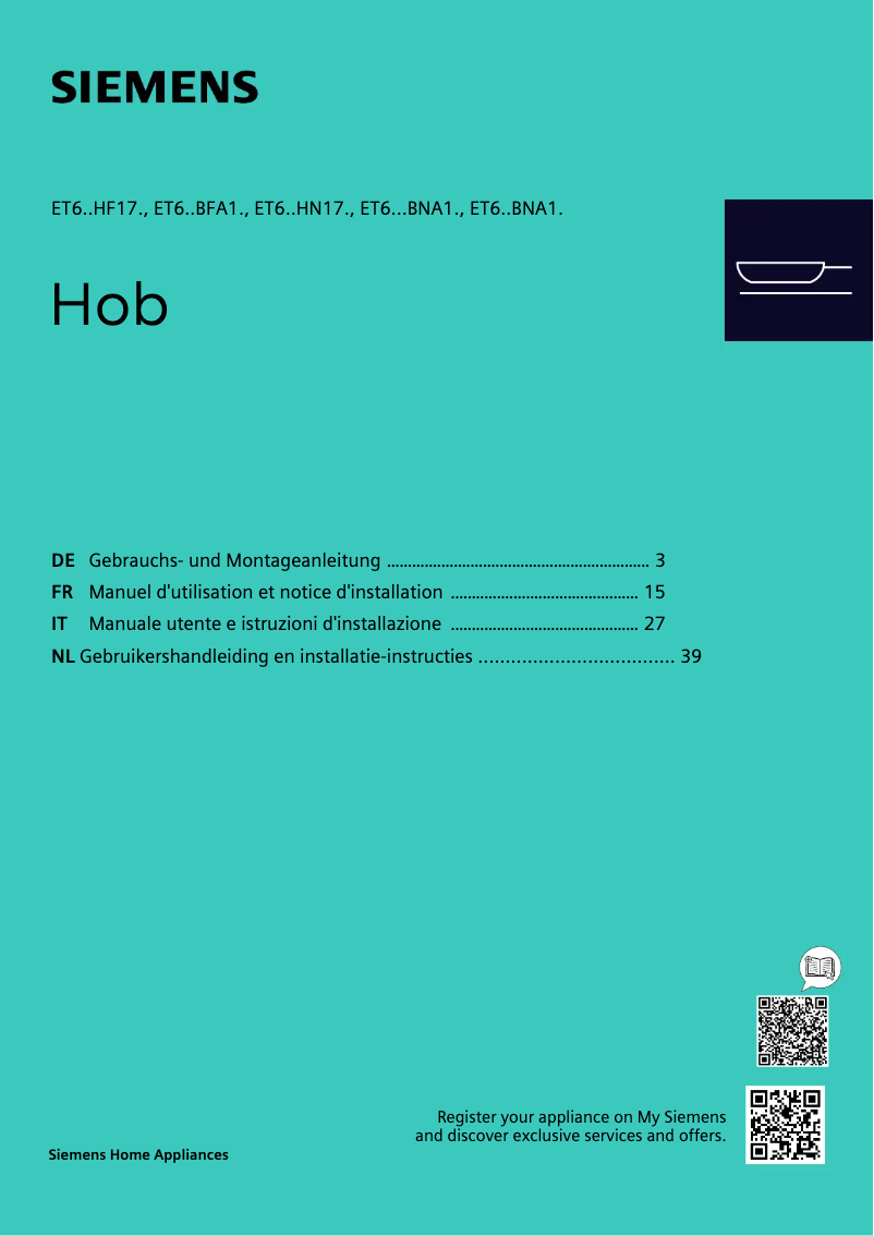 Page n°1 - Manuel utilisateur Siemens iQ300 ET61RBNA1E
