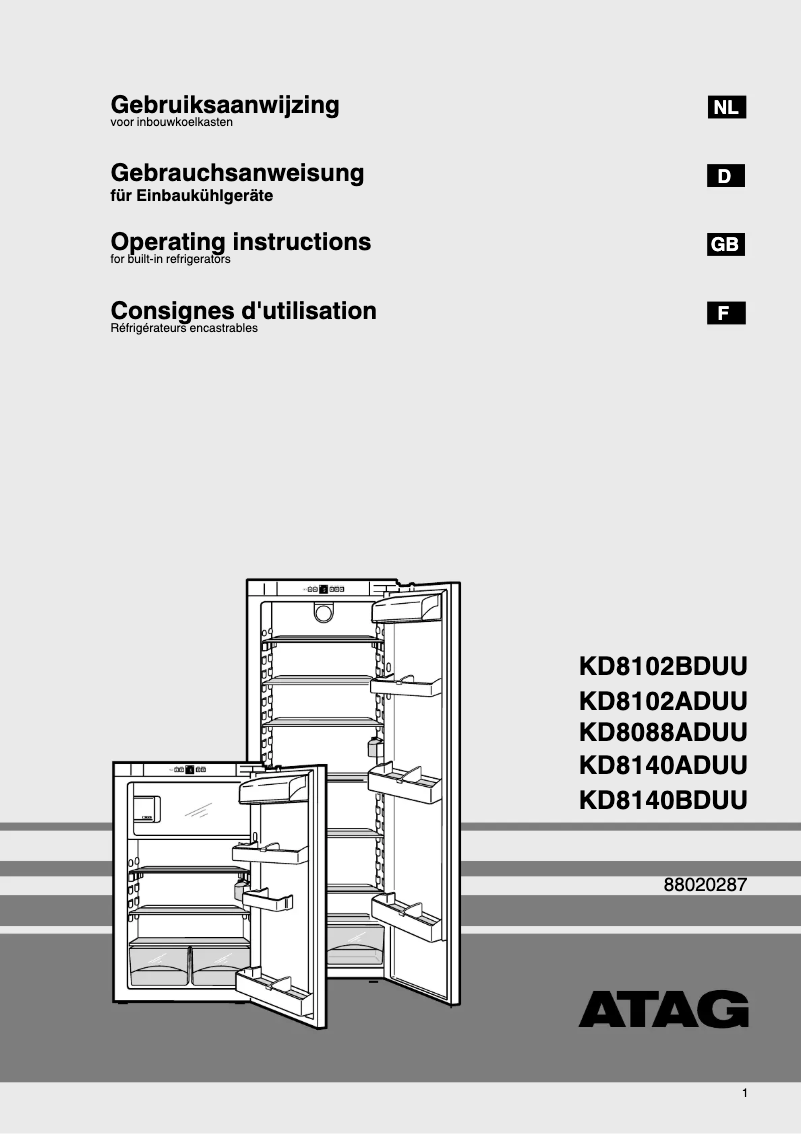 Página 1 del manual Manual de usuario Atag KD8088AD