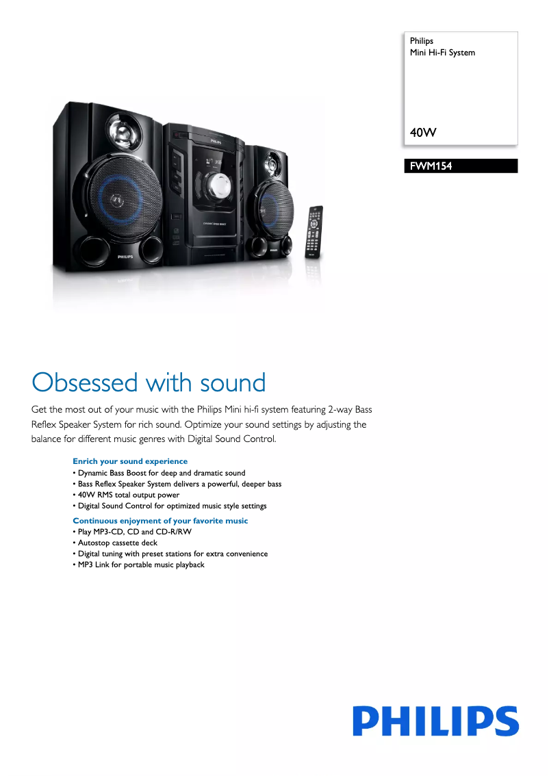 Page n°1 - Brochure Philips FWM154