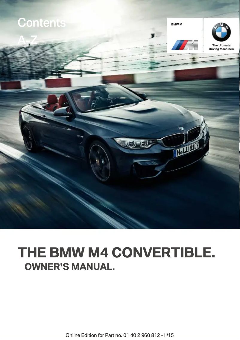 Page 1 de la notice Manuel utilisateur BMW M4 Convertible (2016)