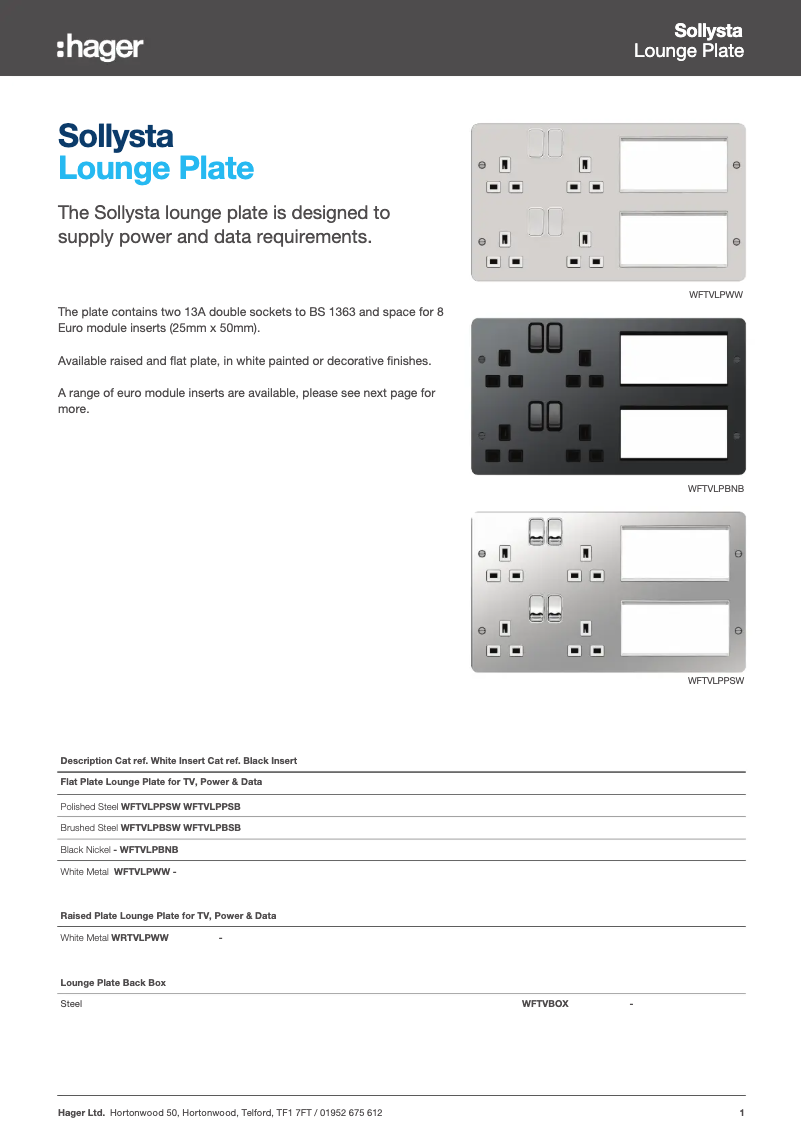Page 1 de la notice Manuel utilisateur Hager WFTVLPPSW