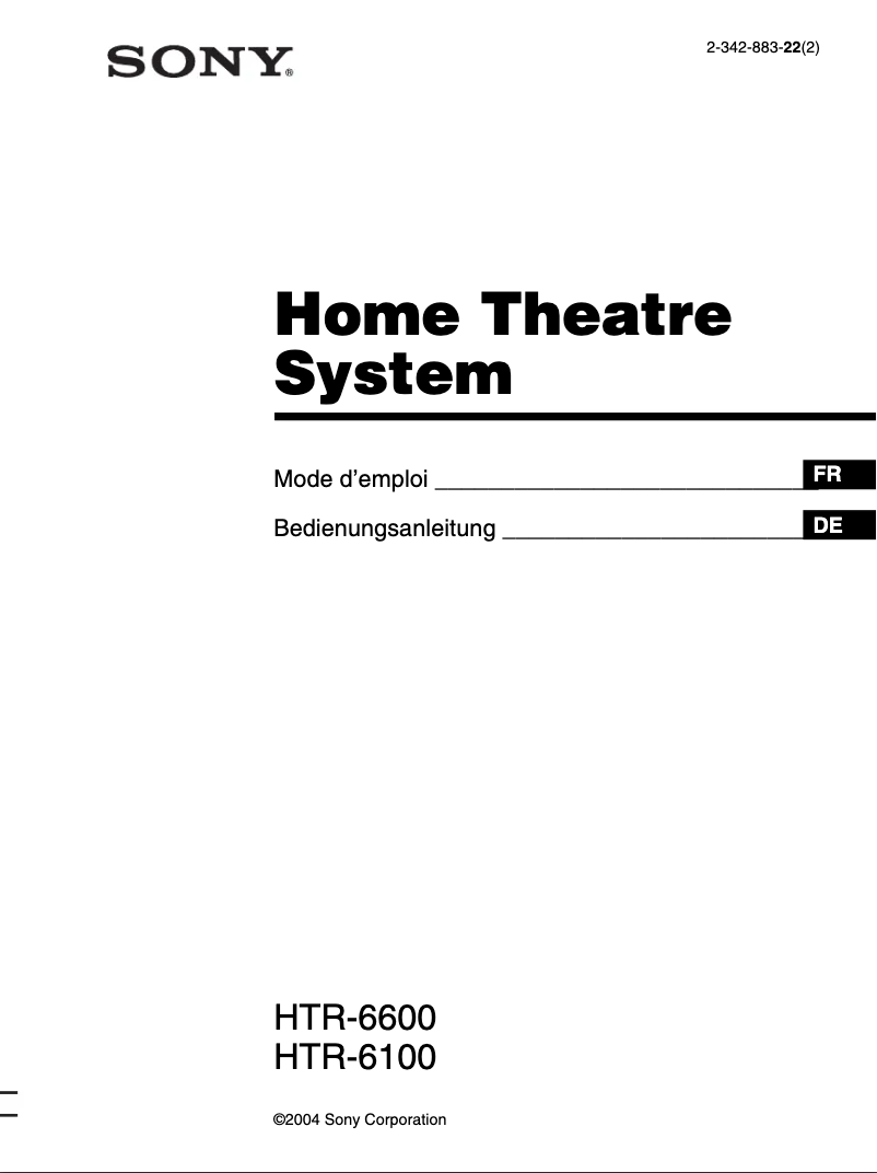 Page 1 de la notice Manuel utilisateur Sony HTR-6100