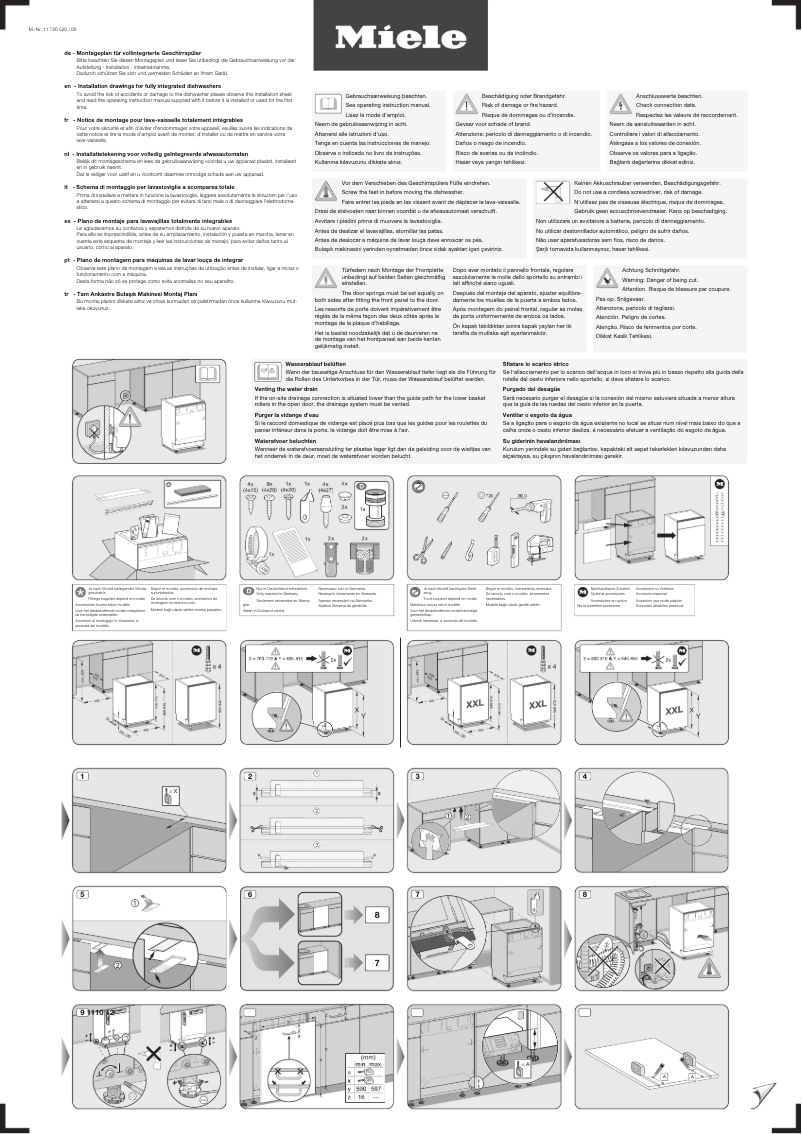Page 1 de la notice Instructions / montage Miele G 7166 SCVi XXL AutoDos
