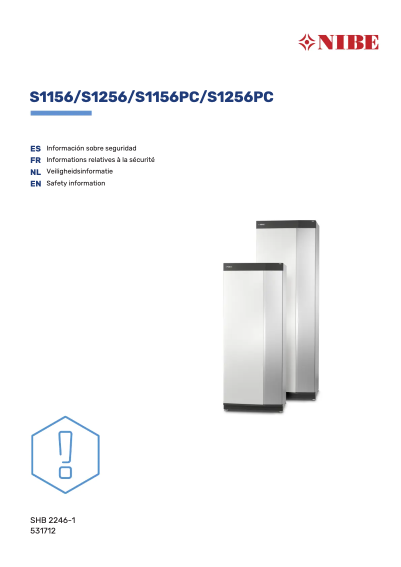 Page 1 de la notice Manuel utilisateur Nibe S1256-8 PC