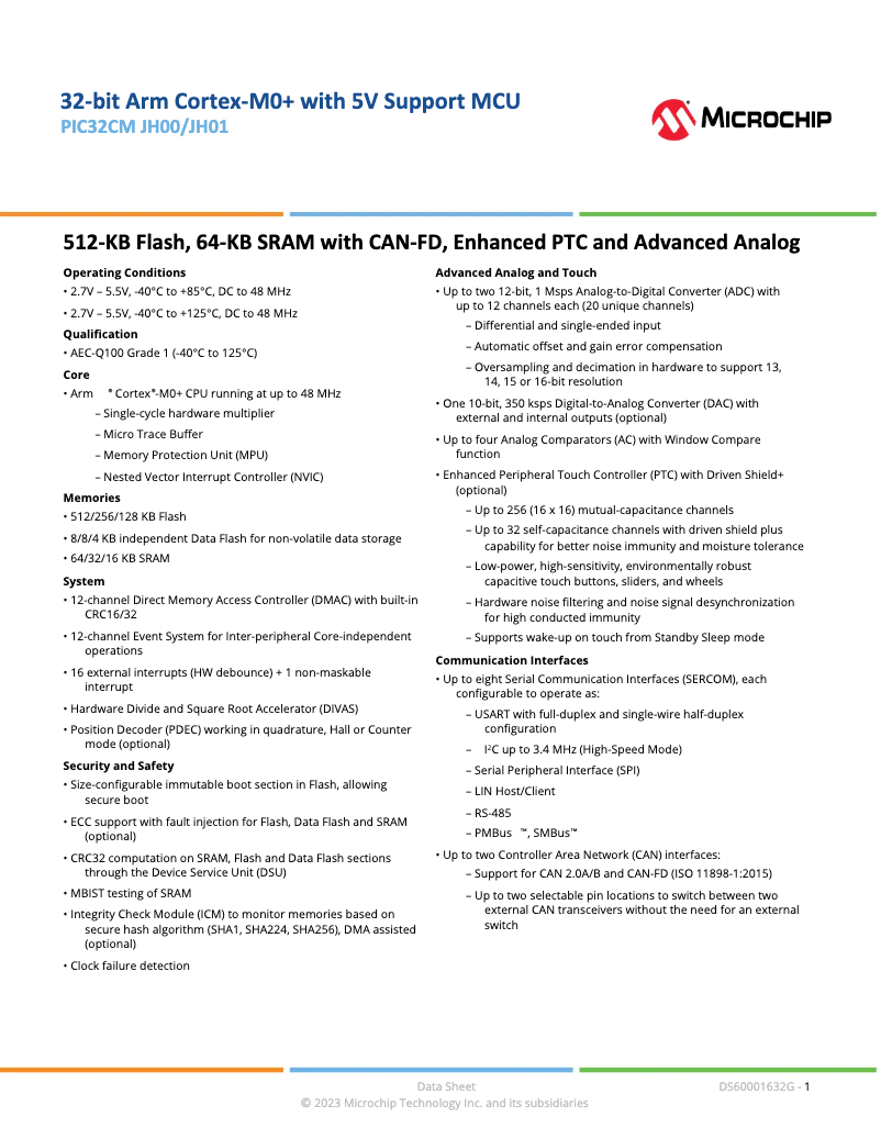 Image de la première page du manuel de l'appareil PIC32CM2532JH01032