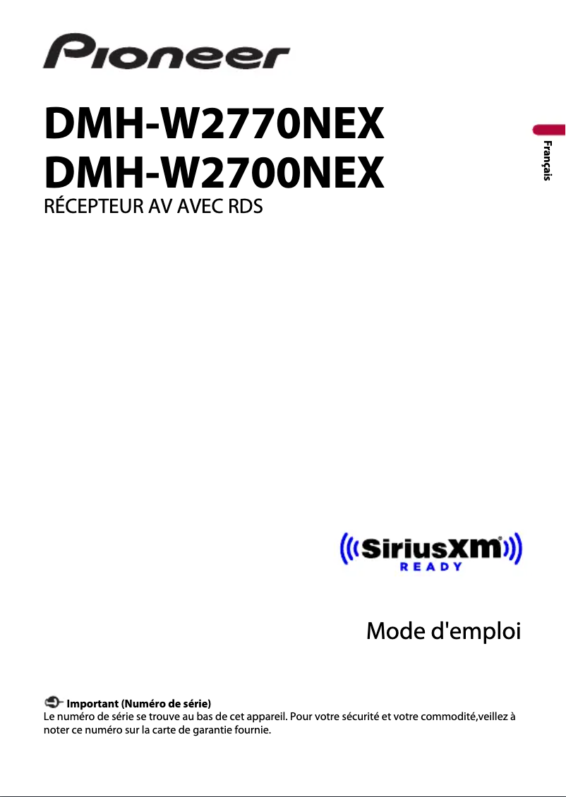 Page n°1 - Manuel utilisateur Pioneer DMH-W2770NEX