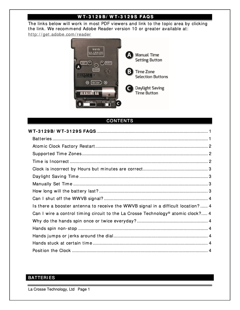 Page n°1 - FAQ La Crosse Technology WT-3129B