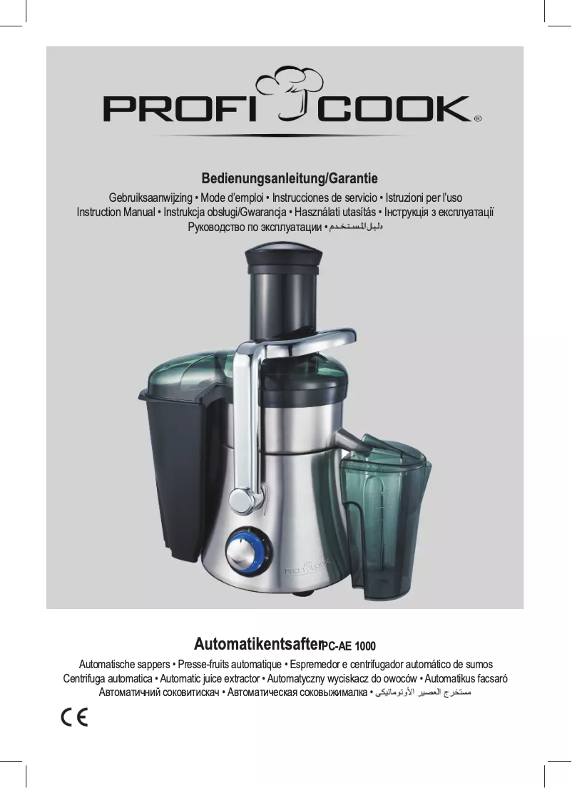 Page n°1 - Manuel utilisateur ProfiCook PC-AE 1000