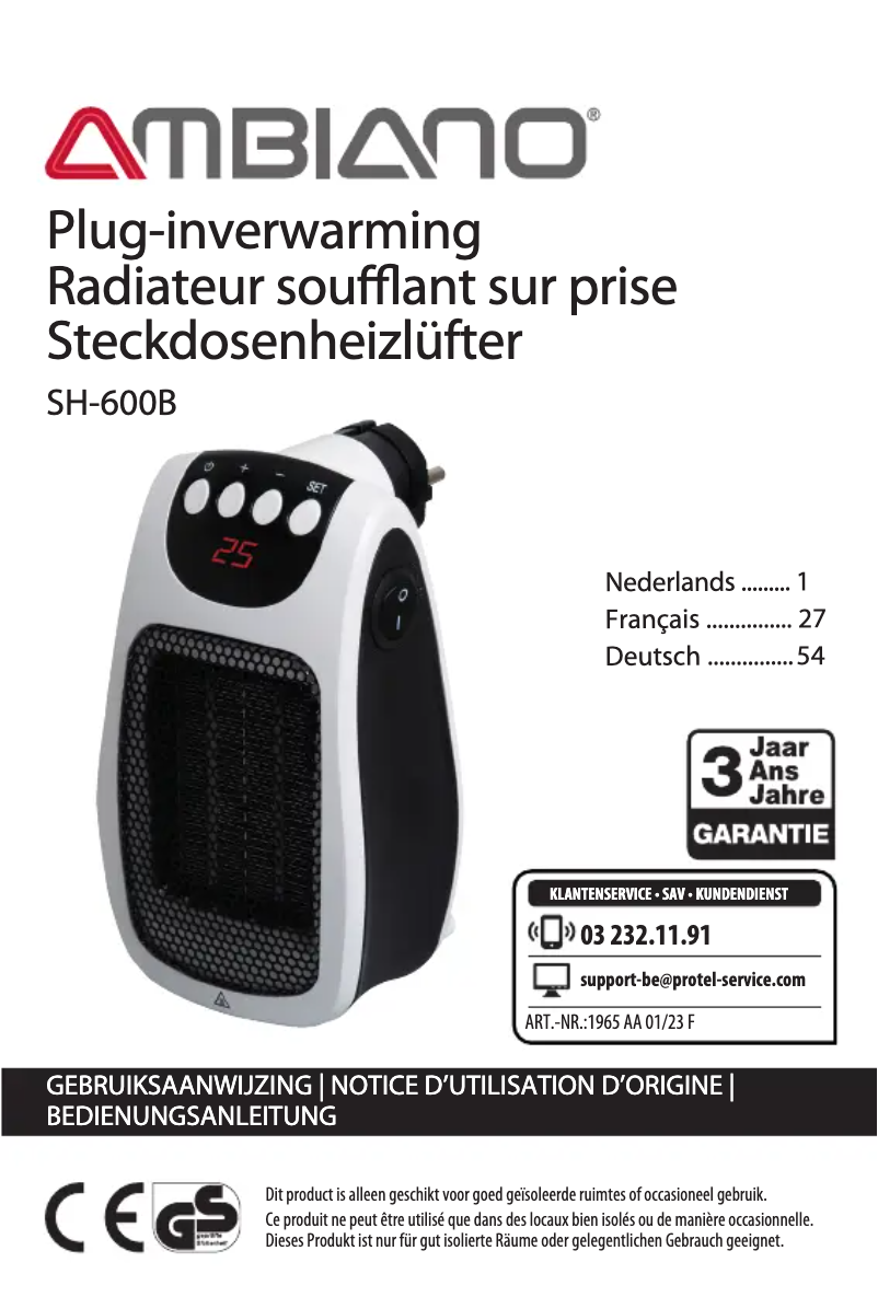 Page n°1 - Manuel utilisateur Ambiano SH-600B