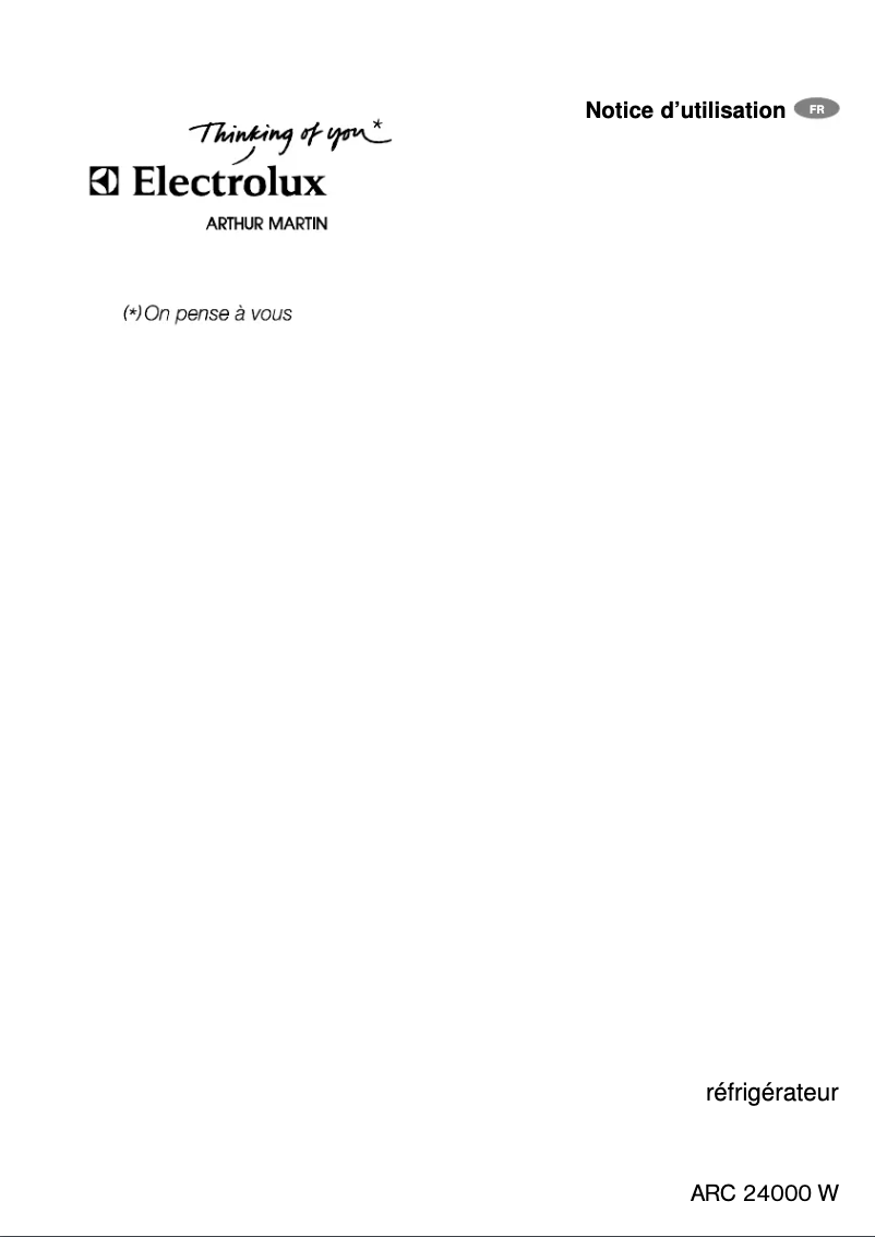 Page n°1 - Manuel utilisateur Arthur Martin-Electrolux ARC24000W