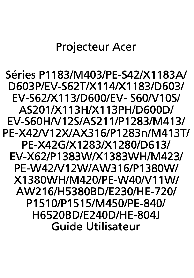 Page n°1 - Manuel utilisateur Acer Professional and Education P1515