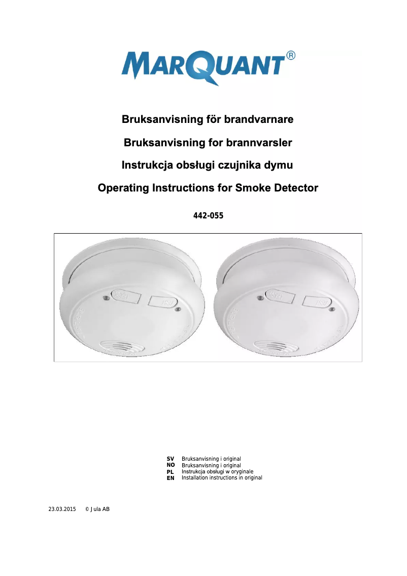 Page 1 of the manual User Manual Marquant 442-055