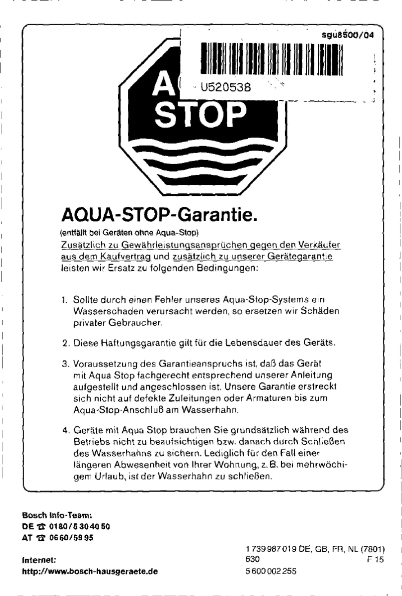 Page 1 de la notice Manuel utilisateur Bosch SGS5605