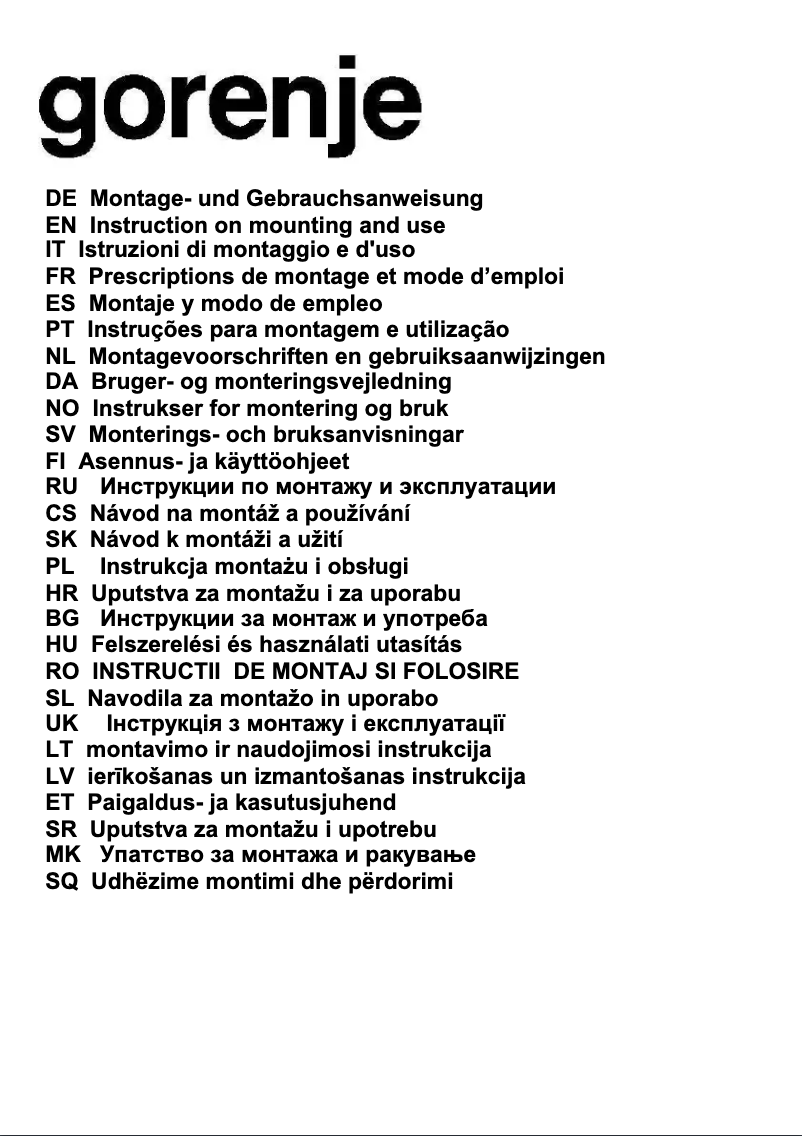 Page n°1 - Manuel utilisateur Gorenje DU611B