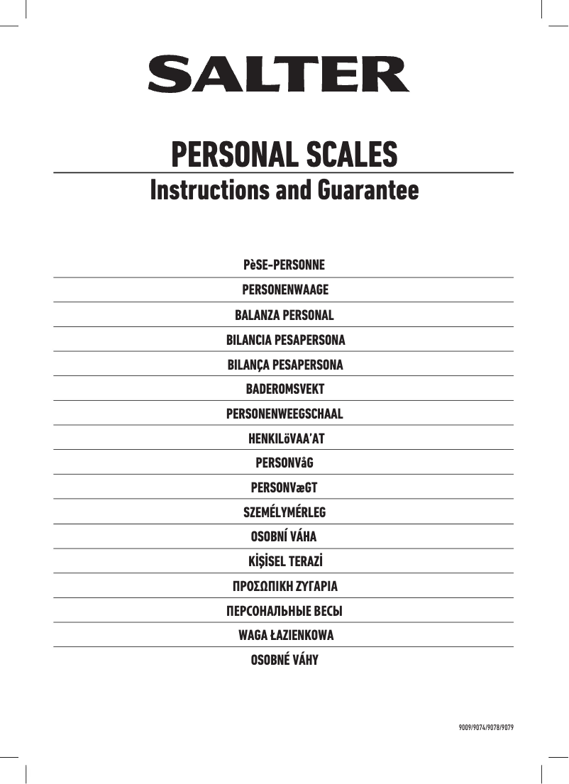 Page 1 of the manual User Manual Salter 9079 BK3R