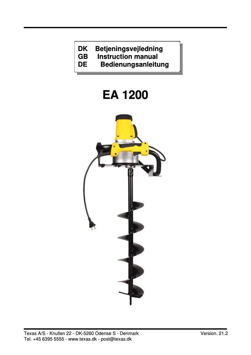 Page n°1 - Manuel utilisateur Texas EA 1200