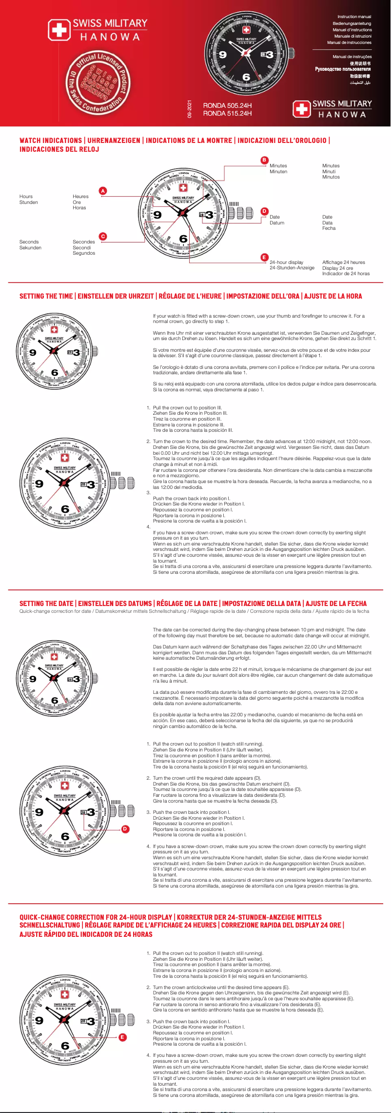 Página 1 del manual Manual de usuario Swiss Military Hanowa Lead Ranger