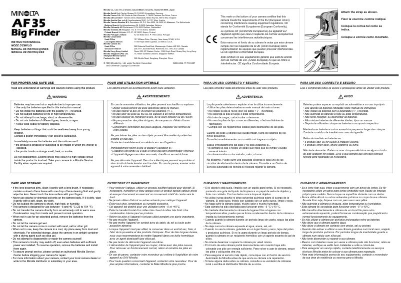 Page n°1 - Manuel utilisateur Konica Minolta Minolta AF 35