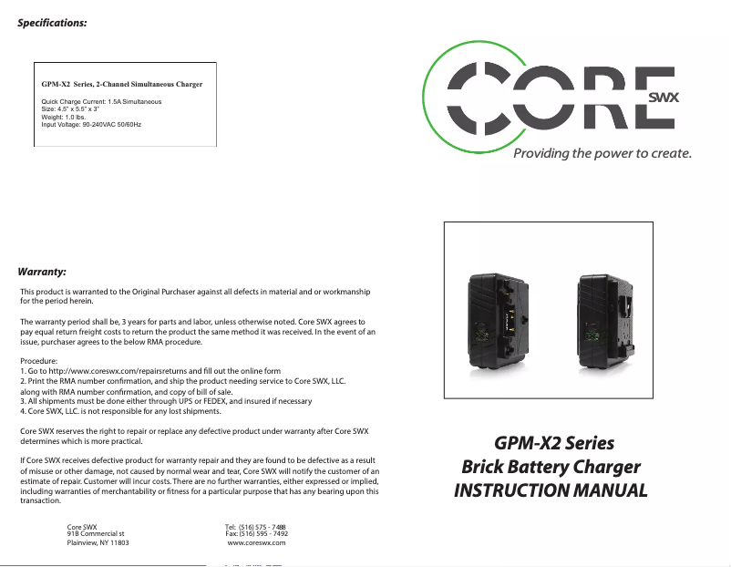 Página 1 del manual Manual de usuario Core SWX GPM-X2
