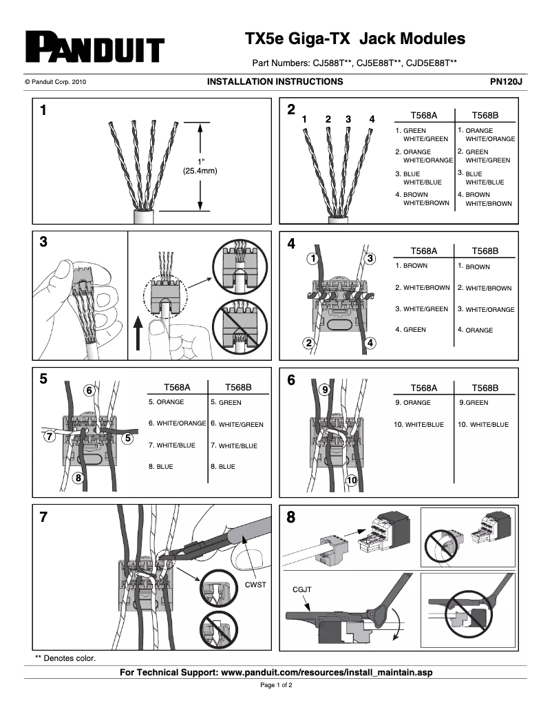 Page 1 of the manual User Manual Panduit PN120J