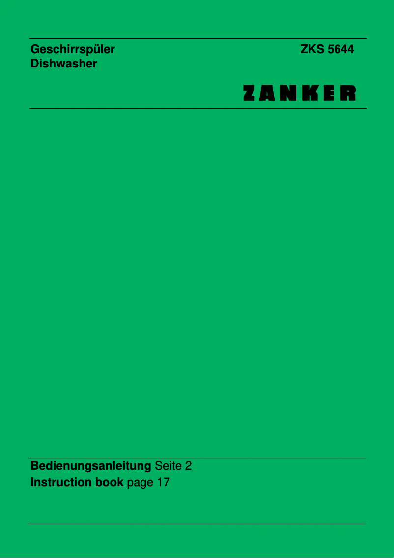Page n°1 - Manuel utilisateur Zanker ZKS 5644