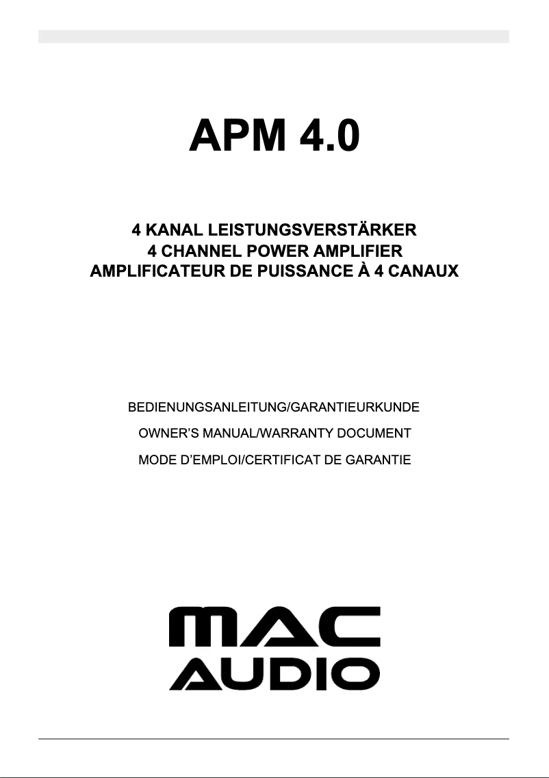 Image de la première page du manuel de l'appareil APM 4.0