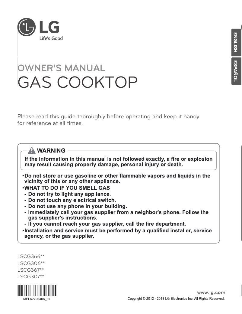 Page 1 de la notice Manuel utilisateur LG LSCG367ST