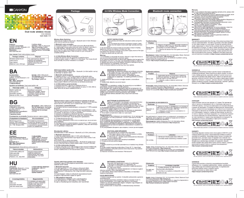 Image de la première page du manuel de l'appareil CNS-CMSW13
