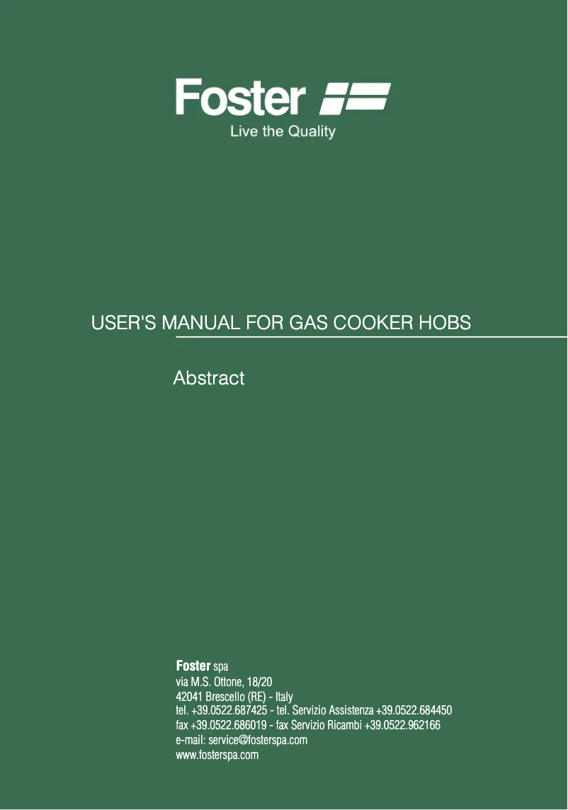 Page 1 de la notice Manuel utilisateur Foster KS Domino.1F semirapido.STD
