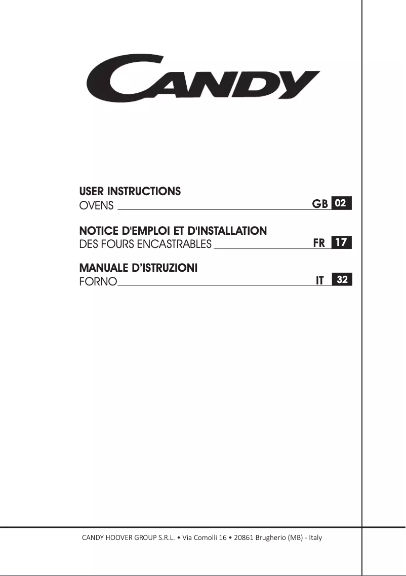 Page 1 de la notice Manuel utilisateur Candy FCNE828X WIFI