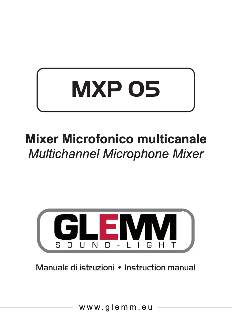Page n°1 - Manuel utilisateur Glemm MXP 05