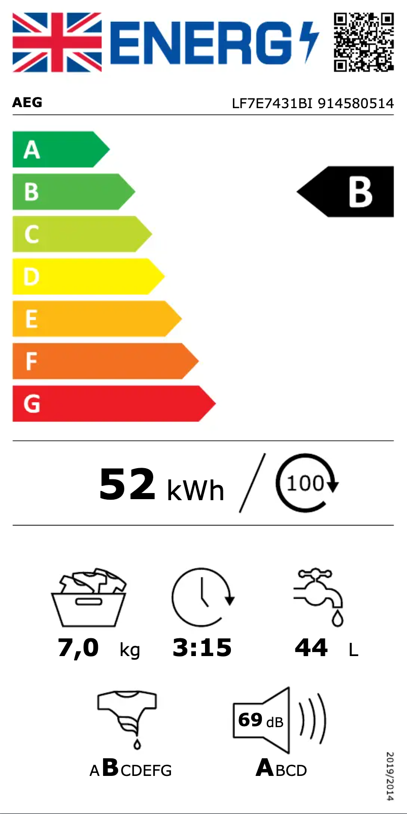 Page n°1 - Label énergétique AEG 7000 ProSteam LF7E7431BI