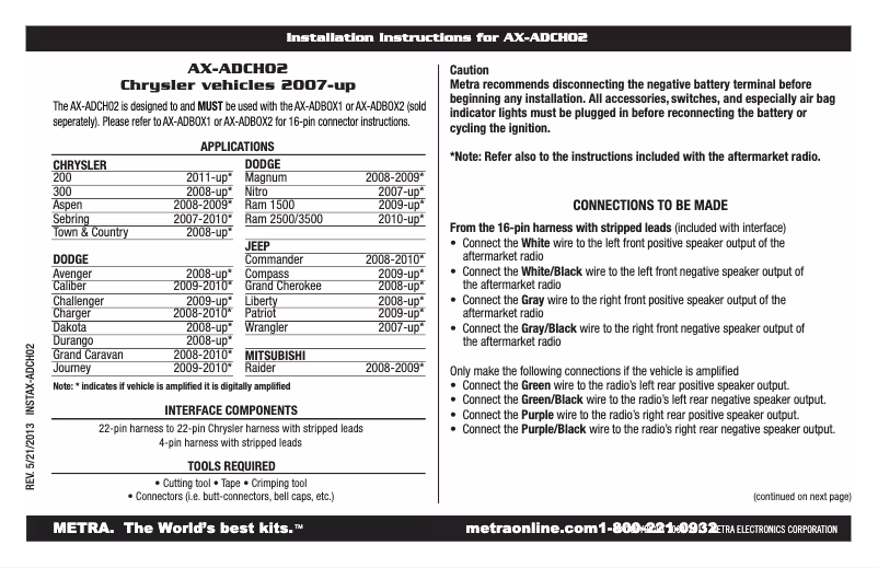 Página 1 del manual Manual de usuario Axxess AX-ADCH02