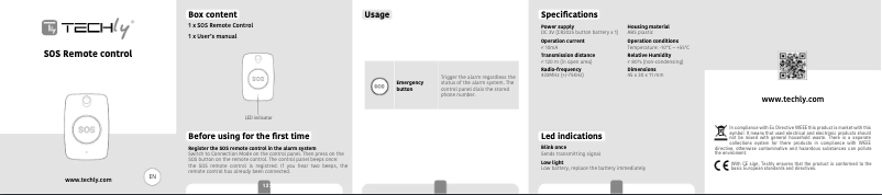 Page n°1 - Manuel utilisateur Techly I-ALARM SOS Remote control