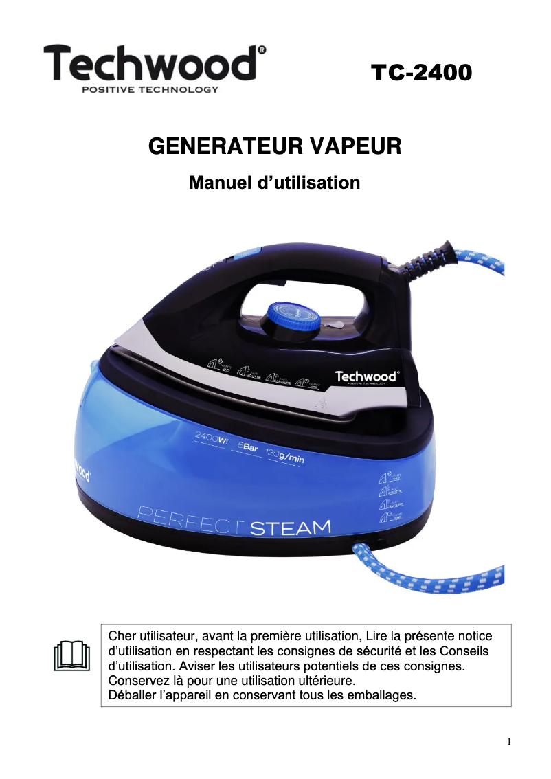 Page 1 de la notice Manuel utilisateur Techwood TC-2400