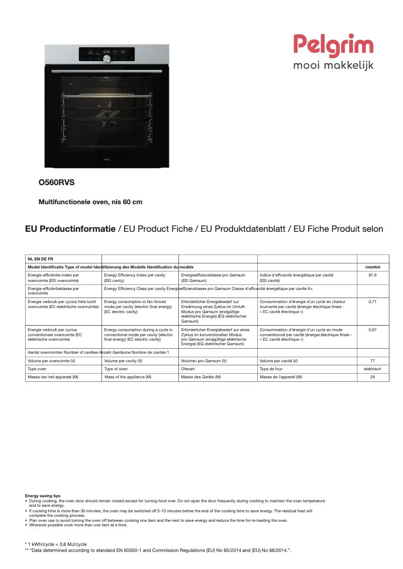 First page image of the manual for O560RVS