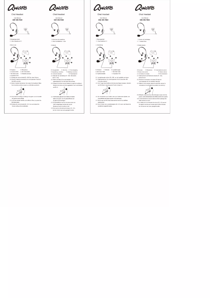 Page 1 de la notice Manuel utilisateur Qware XB-7001