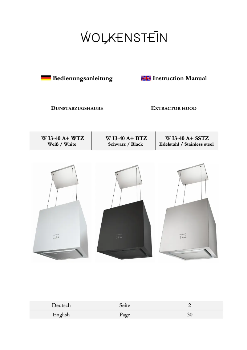 Page n°1 - Manuel utilisateur Wolkenstein W I3-40A+WTZ