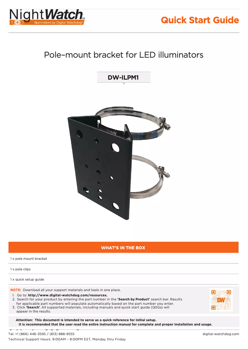 Page 1 de la notice Manuel utilisateur Digital Watchdog NightWatch DW-ILPM1