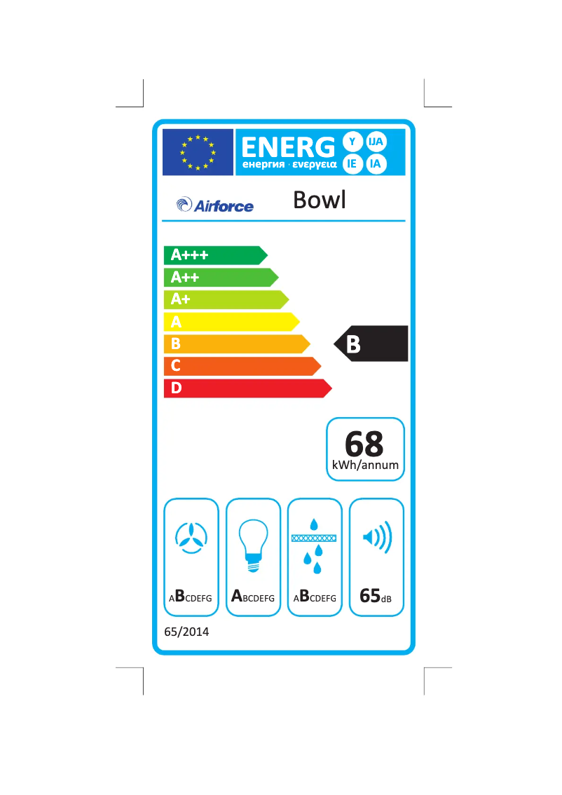 Page 1 de la notice Label énergétique Airforce Bowl