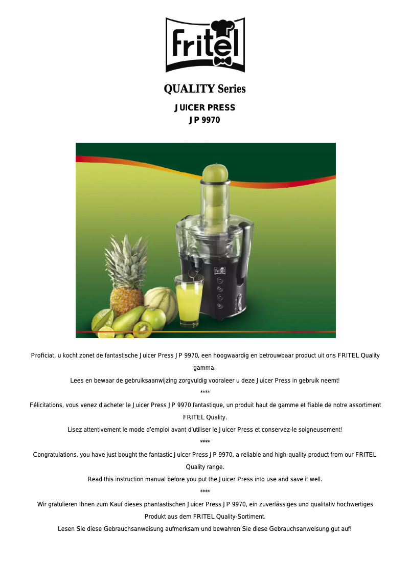 Page n°1 - Manuel utilisateur Fritel JP 9970